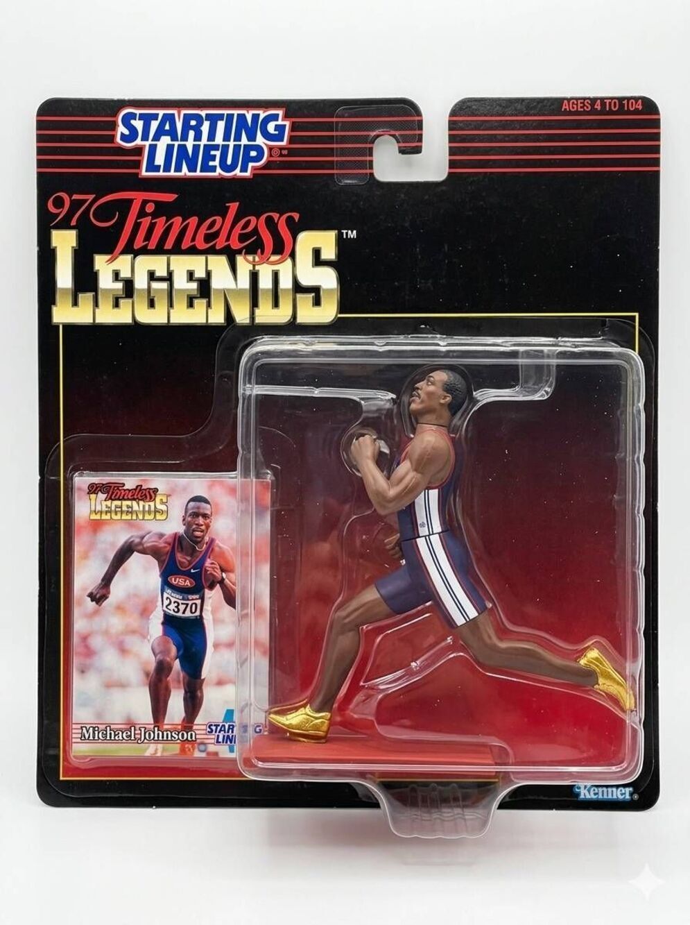 💙Vintage NIB 1996 Michael Johnson Timeless Legends Olympic Track Figure